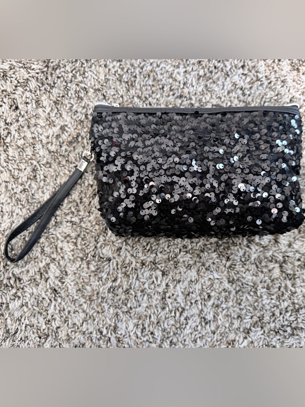 Black Sequin Wristlet Clutch - Unbranded